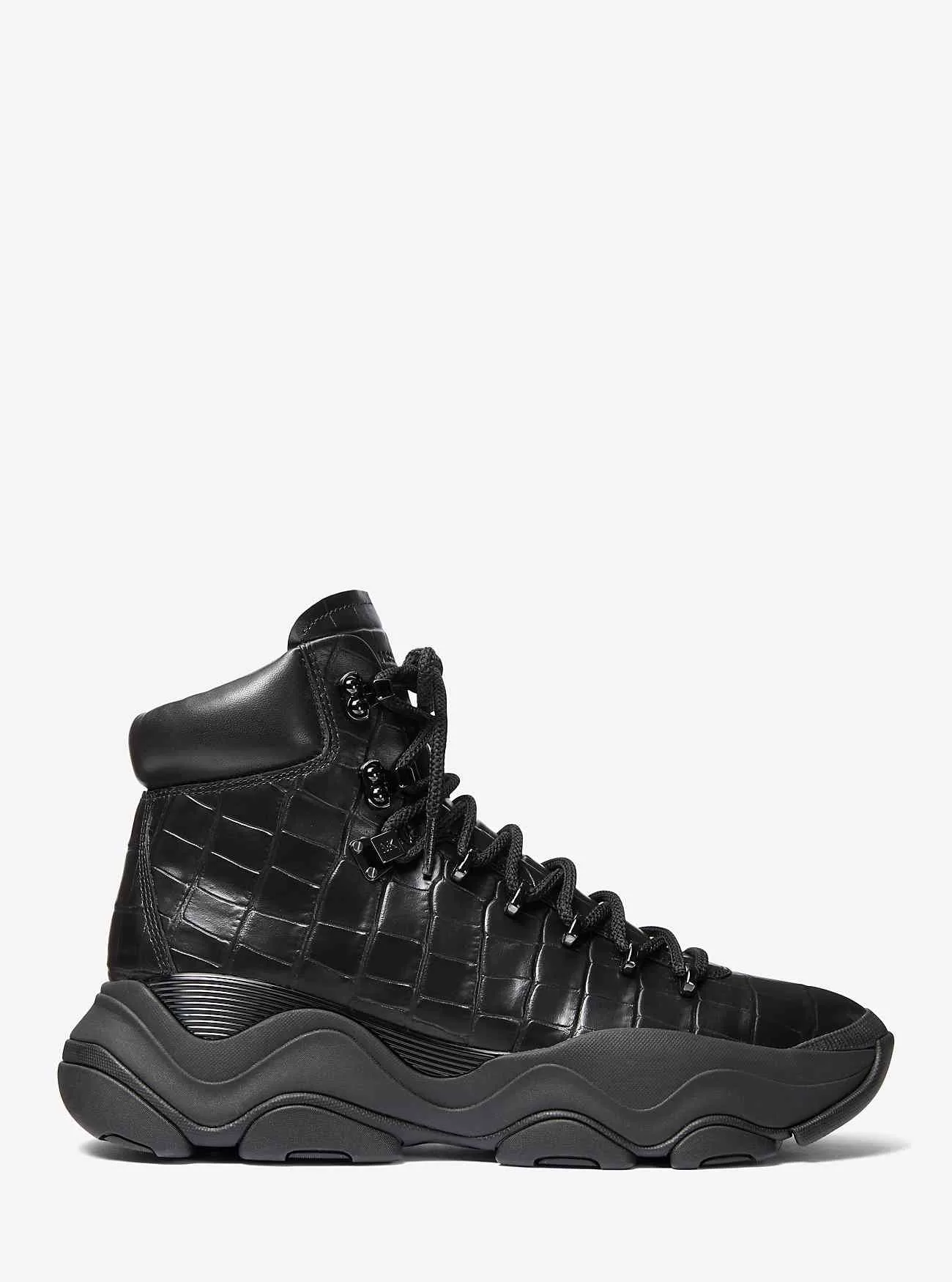 Atlas-Lederstiefel mit Krokodilprägung Atlas-Lederstiefel mit Krokodilprägung