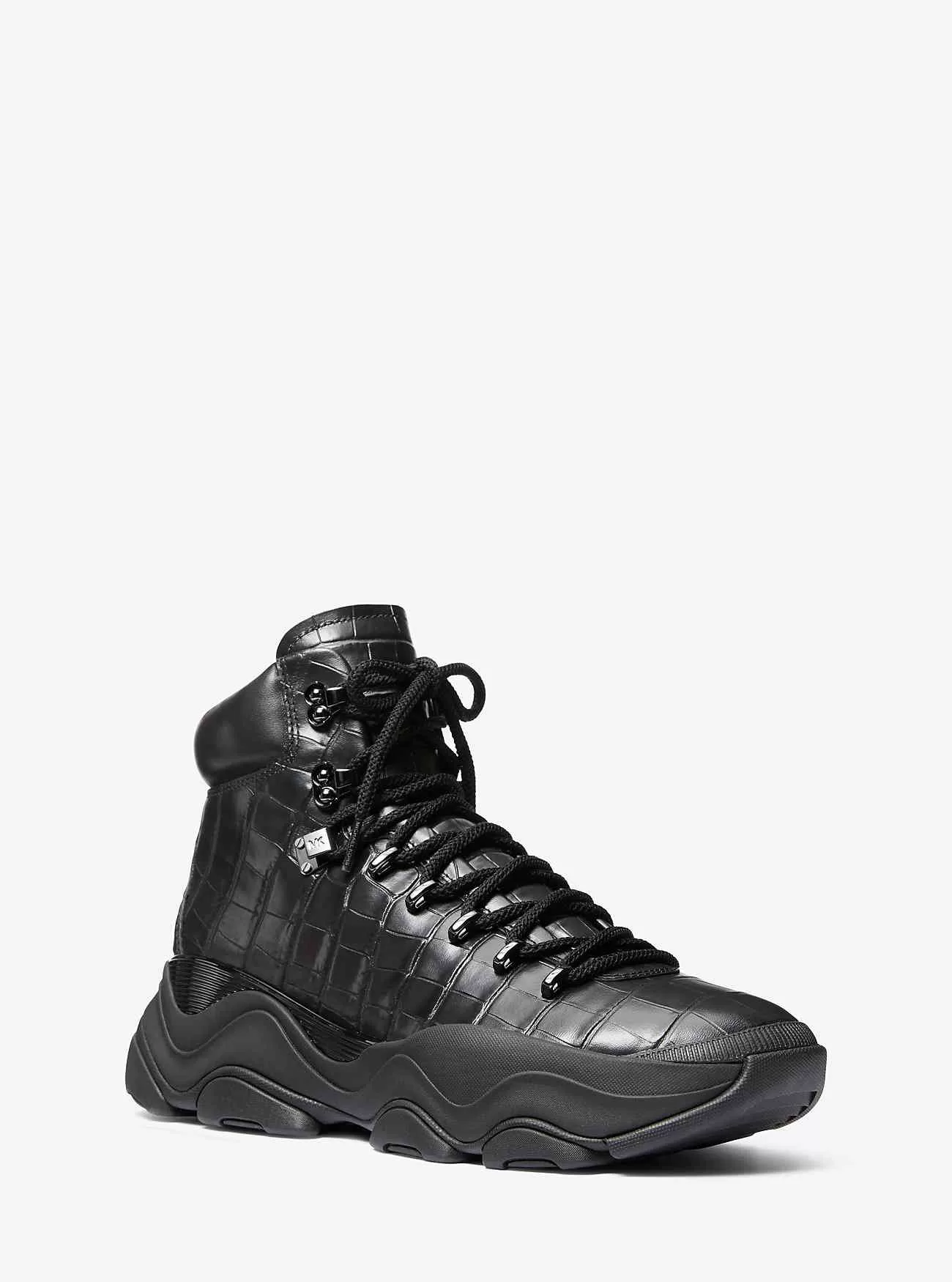 Atlas-Lederstiefel mit Krokodilprägung Atlas-Lederstiefel mit Krokodilprägung