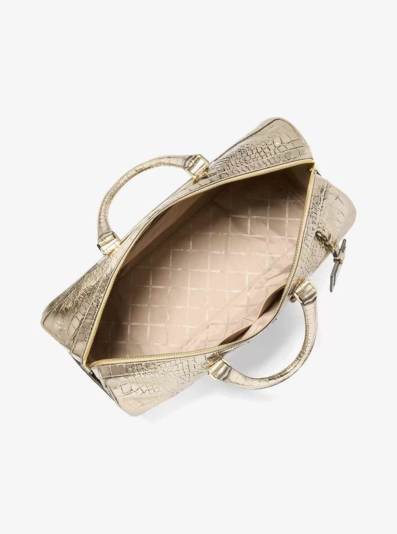 Bedford Travel Extragroße Weekender-Tasche aus Metallic-Leder mit Krokodilprägung