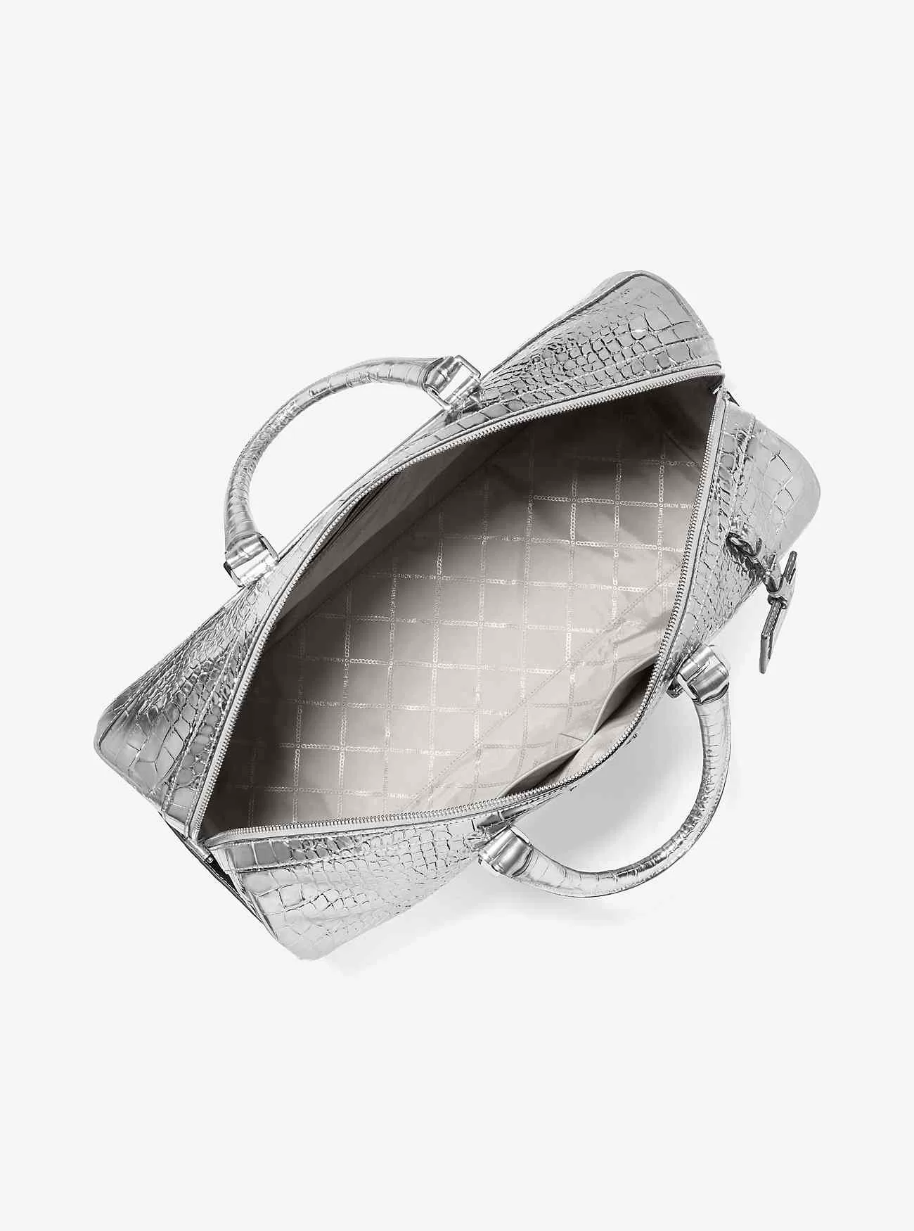 Bedford Travel Extragroße Weekender-Tasche aus Metallic-Leder mit Krokodilprägung