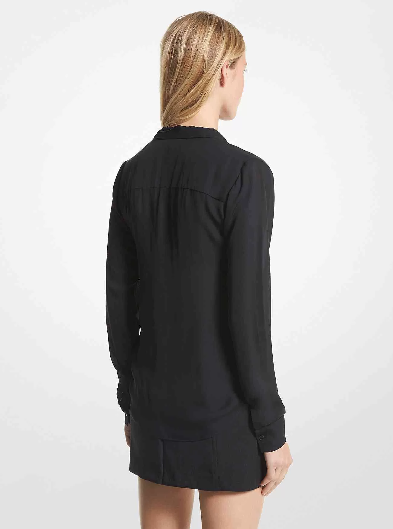 Bluse mit Bindekragen aus Viskosemischung