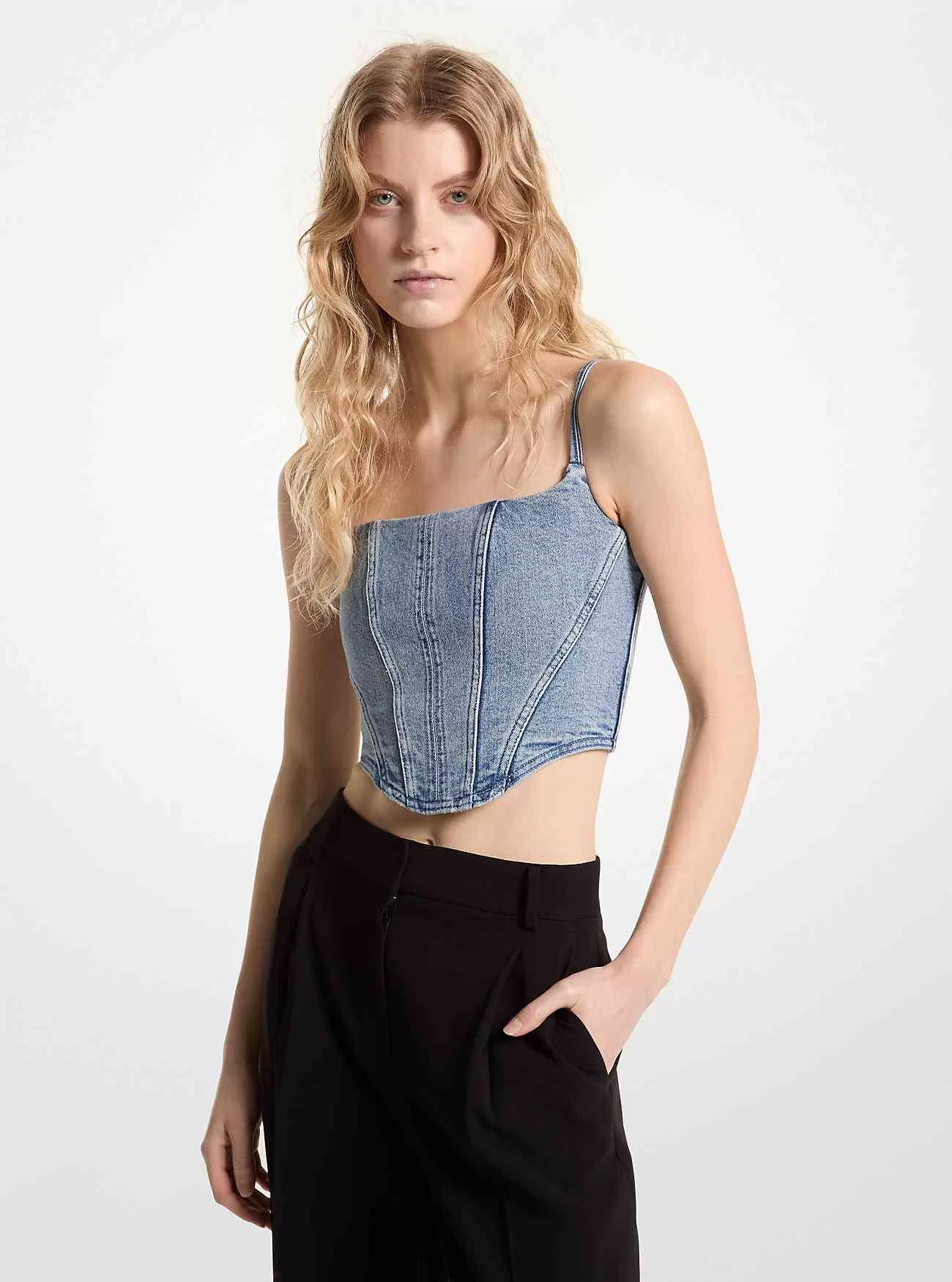 Bustier-Oberteil aus Stretch-Denim