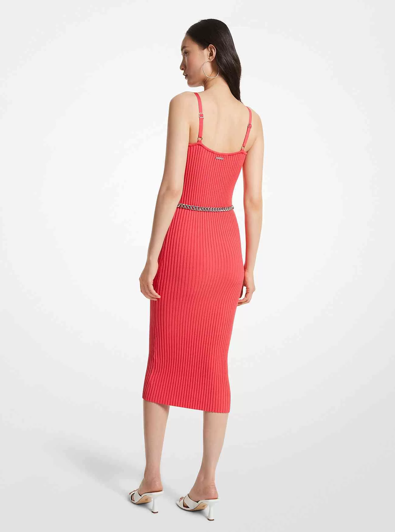 Bustierkleid aus gerippter Stretch-Viskose mit Gürtel