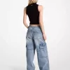 Cargo-Jeans aus Stretch-Denim mit weitem Bein