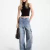 Cargo-Jeans aus Stretch-Denim mit weitem Bein