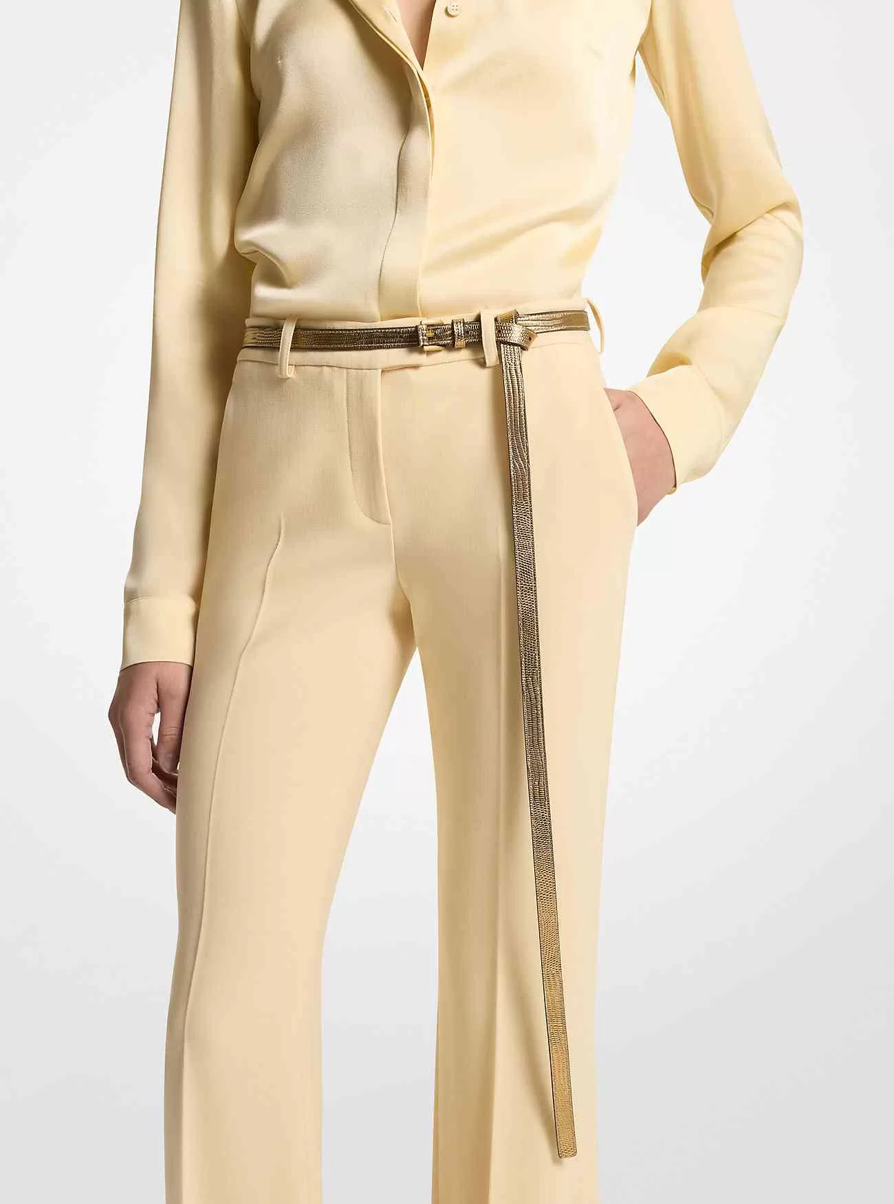 Carolyn Metallic-Ledergürtel mit Eidechsenprägung