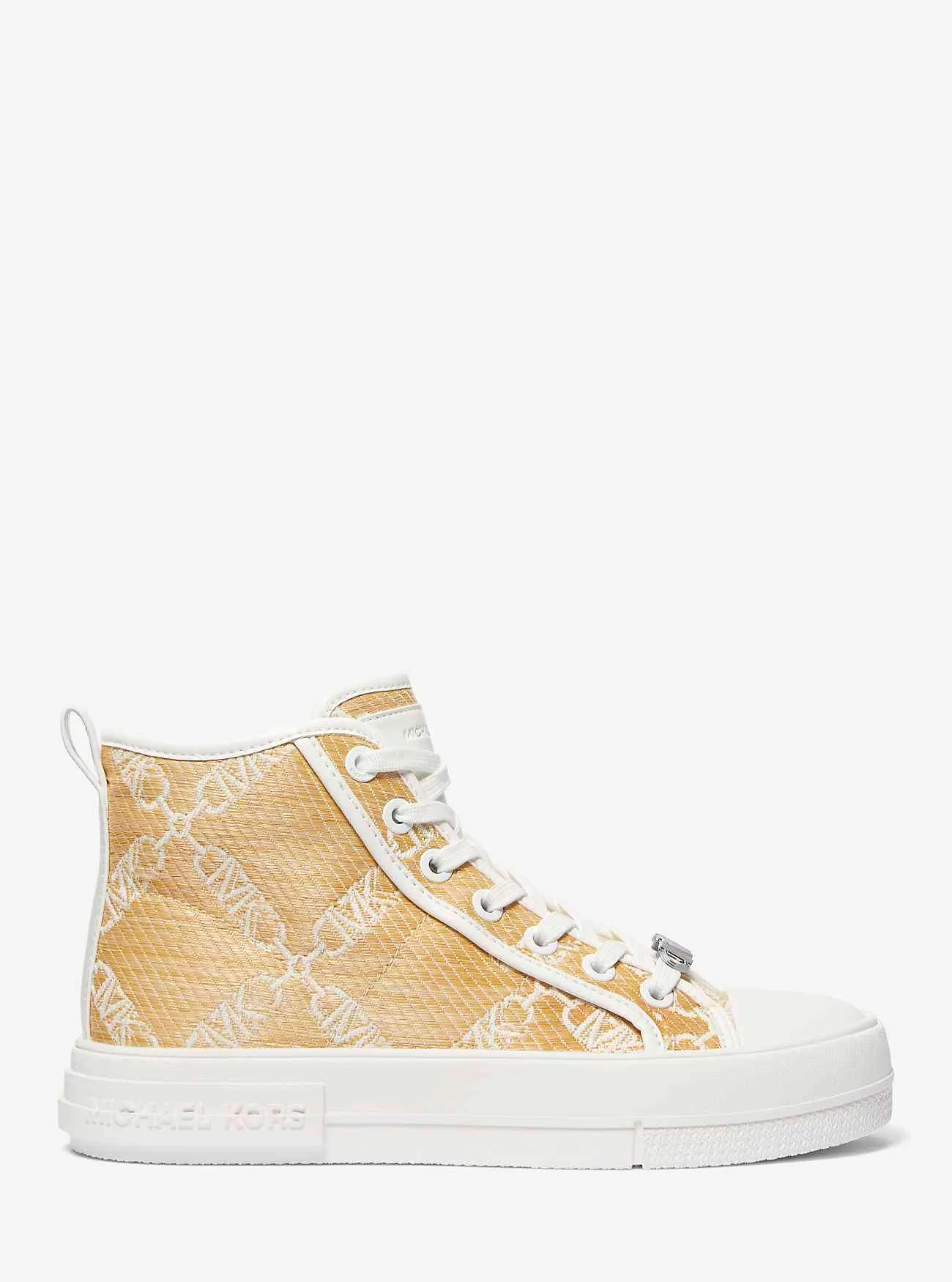 Evy High-Top-Sneaker aus Stroh mit Empire-Logo aus Jacquard