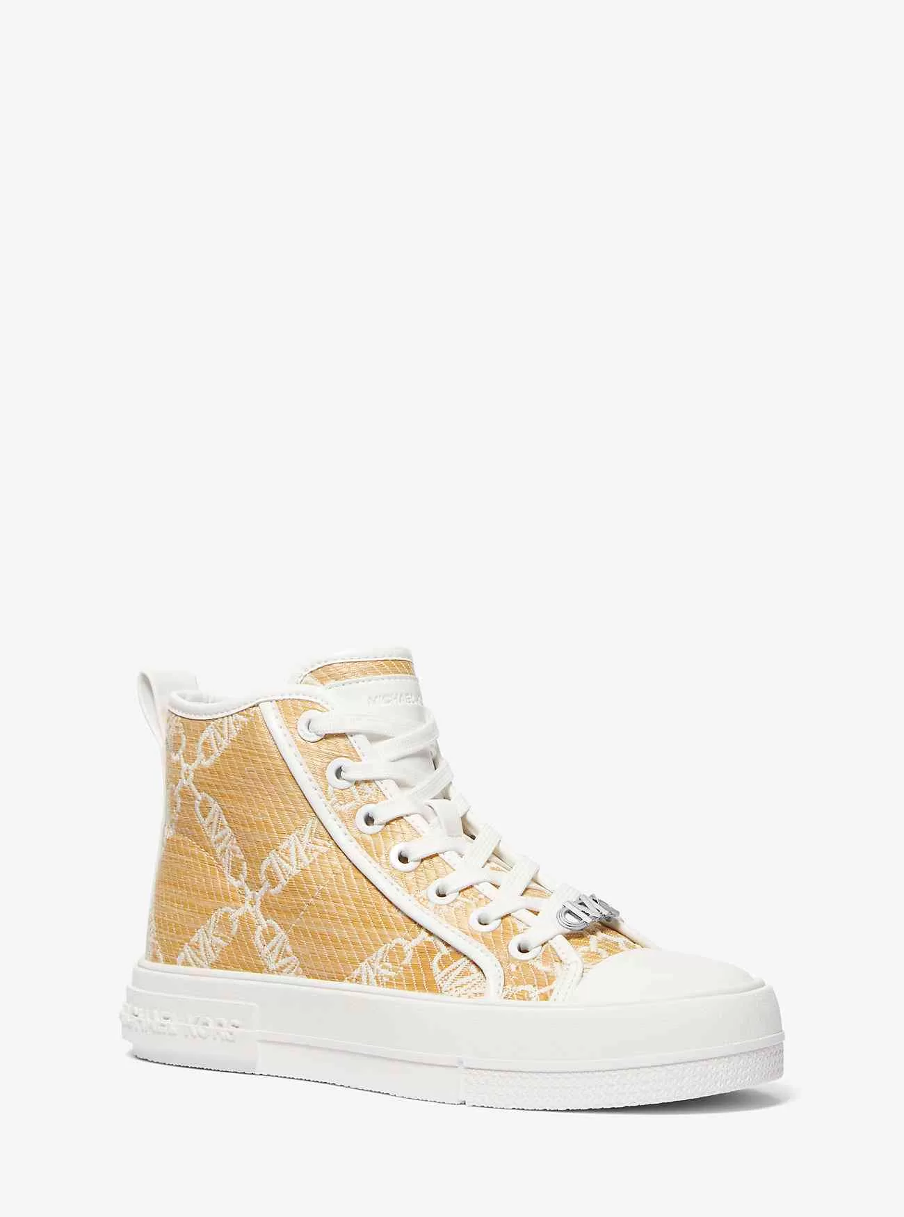Evy High-Top-Sneaker aus Stroh mit Empire-Logo aus Jacquard