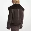 Fliegerjacke aus Wildleder und Shearling mit Empire-Logoprägung