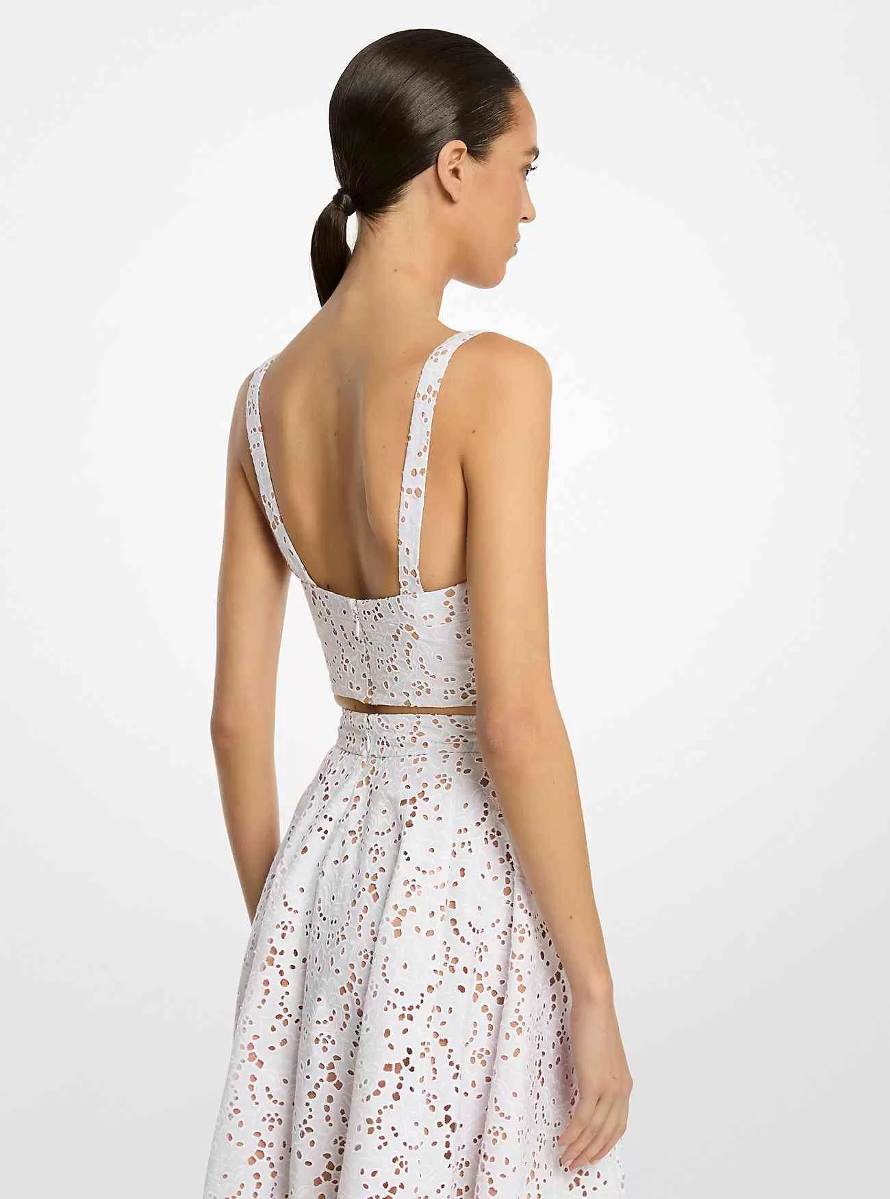 Geblümtes Bustier-Oberteil aus Baumwolle mit Ösen