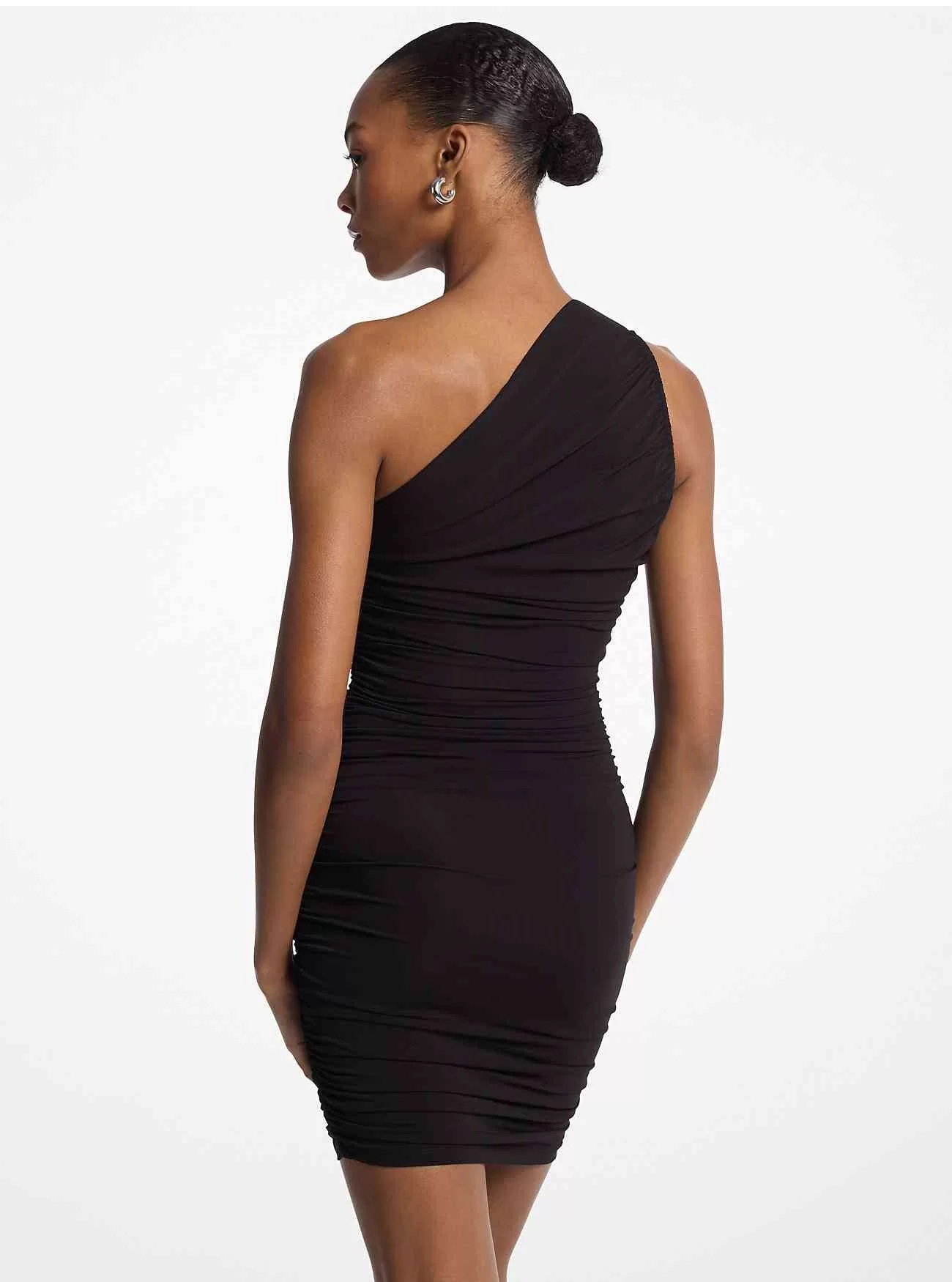 Gerafftes One-Shoulder-Kleid aus mattem Stretch-Jersey