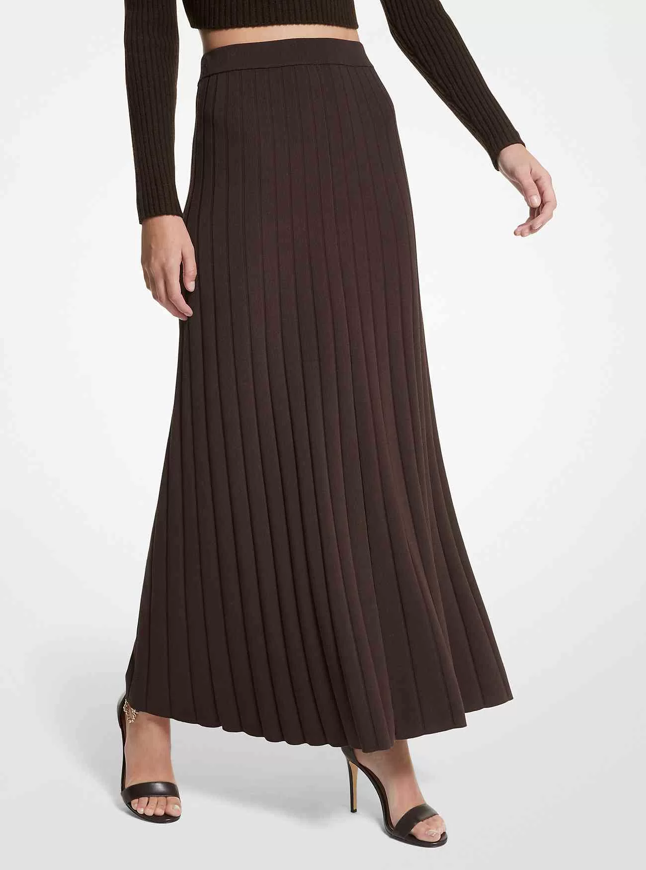 Gerippter Maxirock aus Stretch-Strick