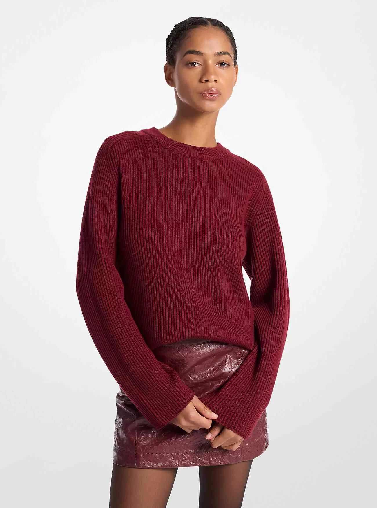 Gerippter Wollpullover