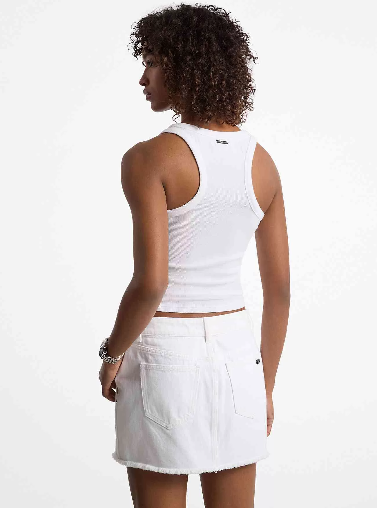 Geripptes Tanktop aus Stretch-Strick zum Binden vorne