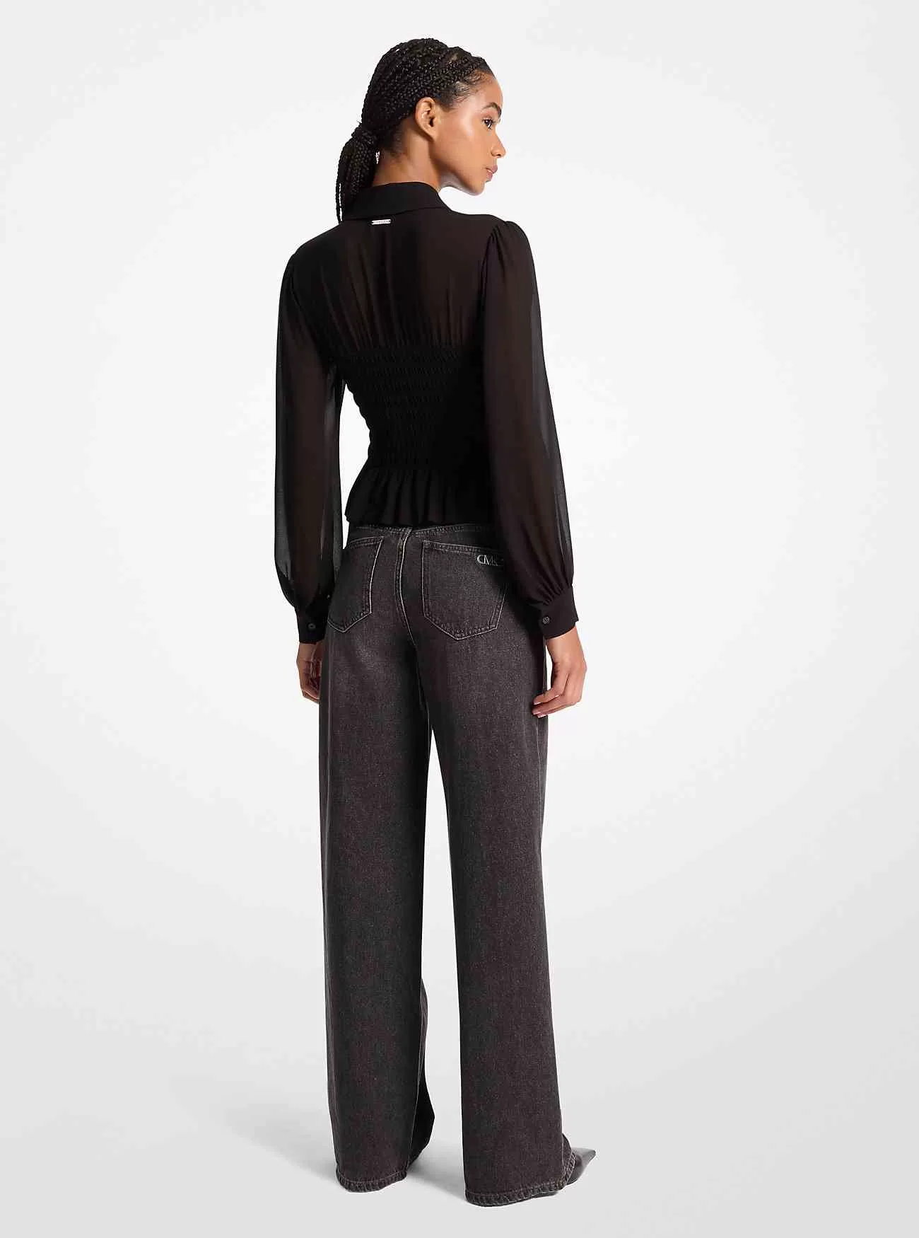 Gesmoktes Georgette-Hemd