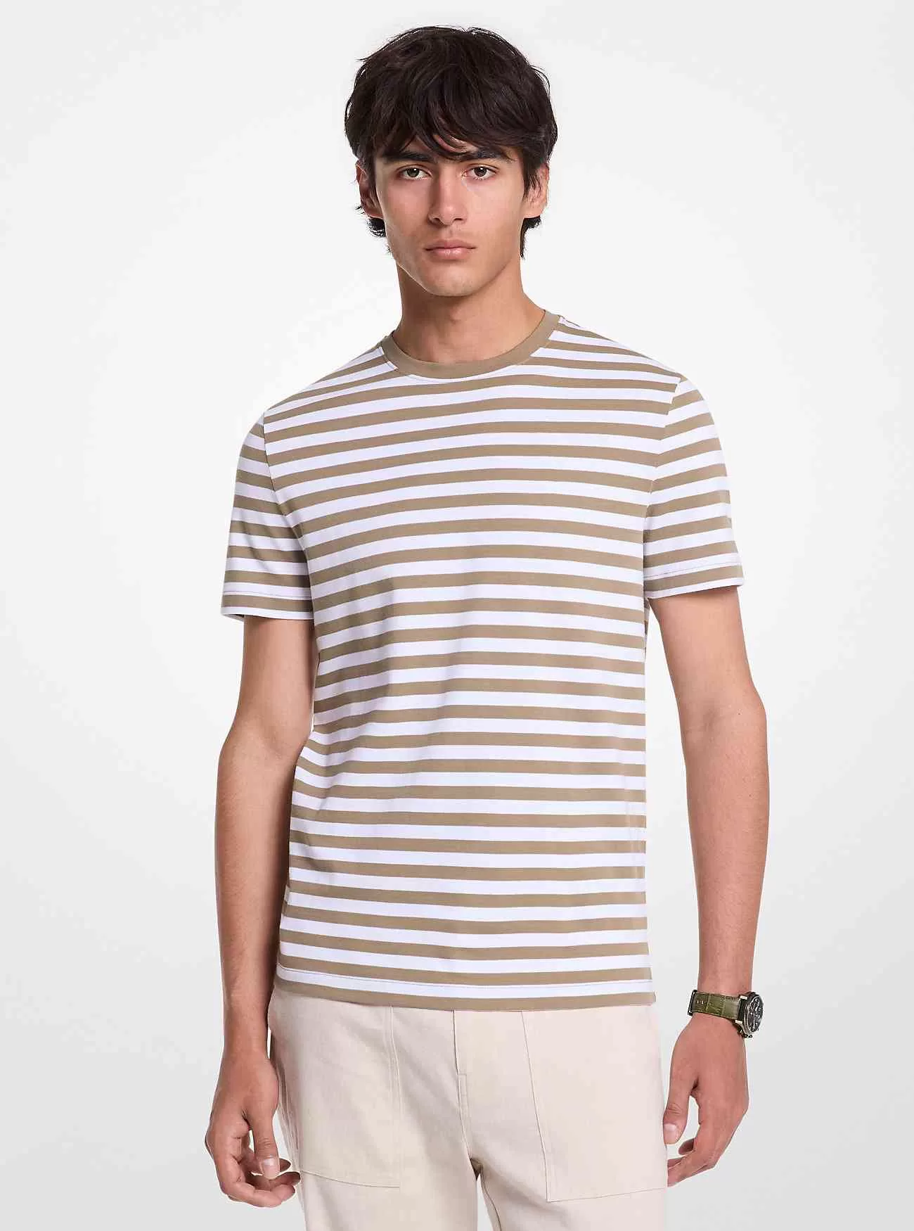 Gestreiftes Baumwoll-T-Shirt