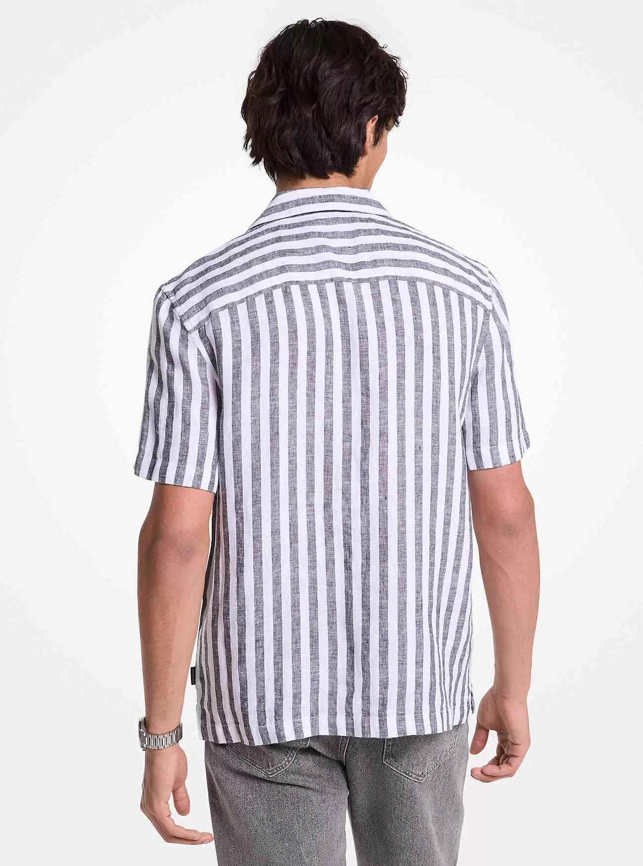 Gestreiftes Hemd aus Leinen- und Baumwollmischung