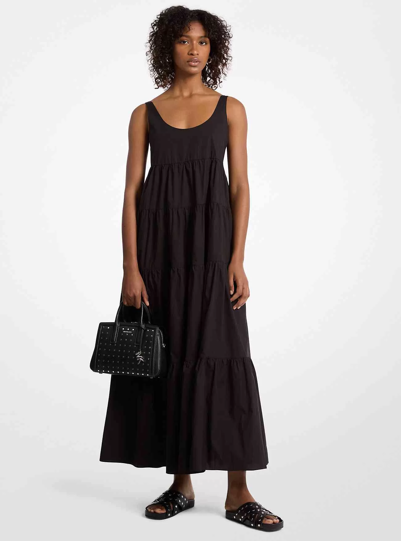 Gestuftes Kleid aus Stretch-Baumwolle