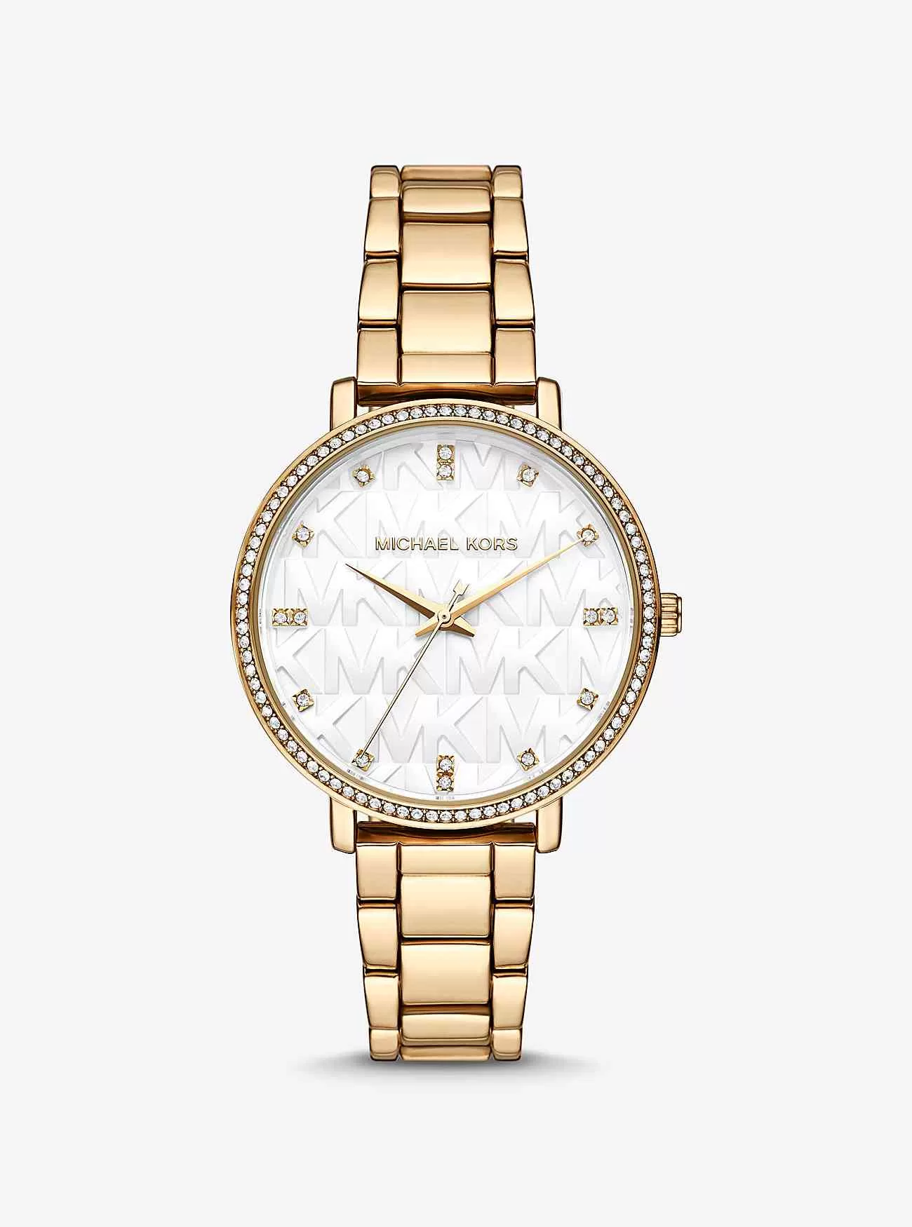 Goldfarbene Uhr mit geprägtem Logo von Pyper