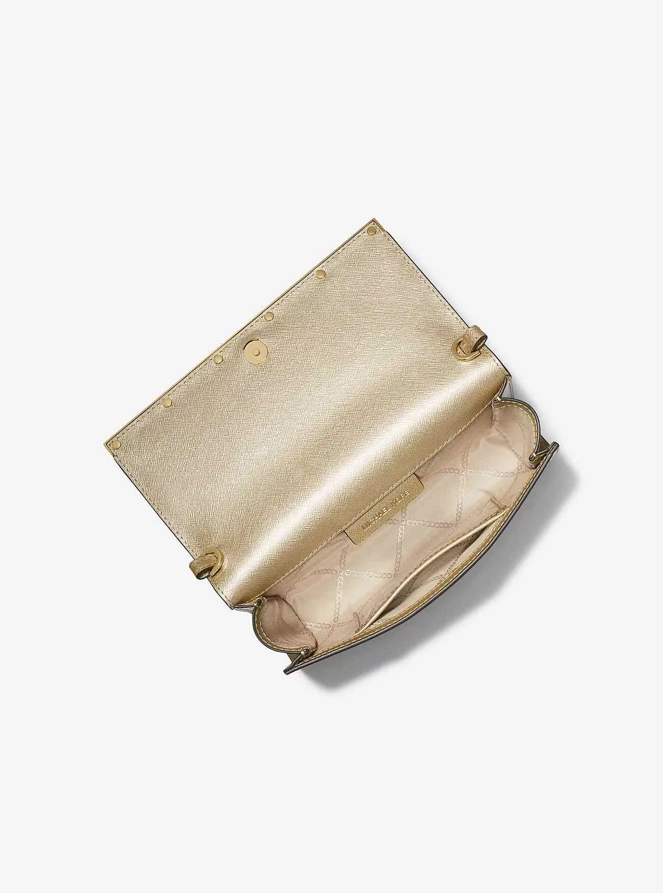 Große Mona-Clutch aus Metallic-Leder