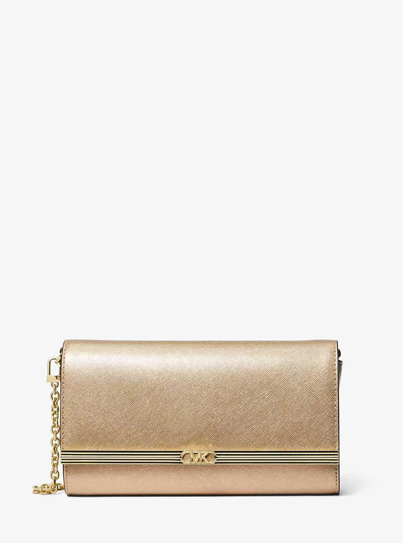 Große Mona-Clutch aus Metallic-Leder