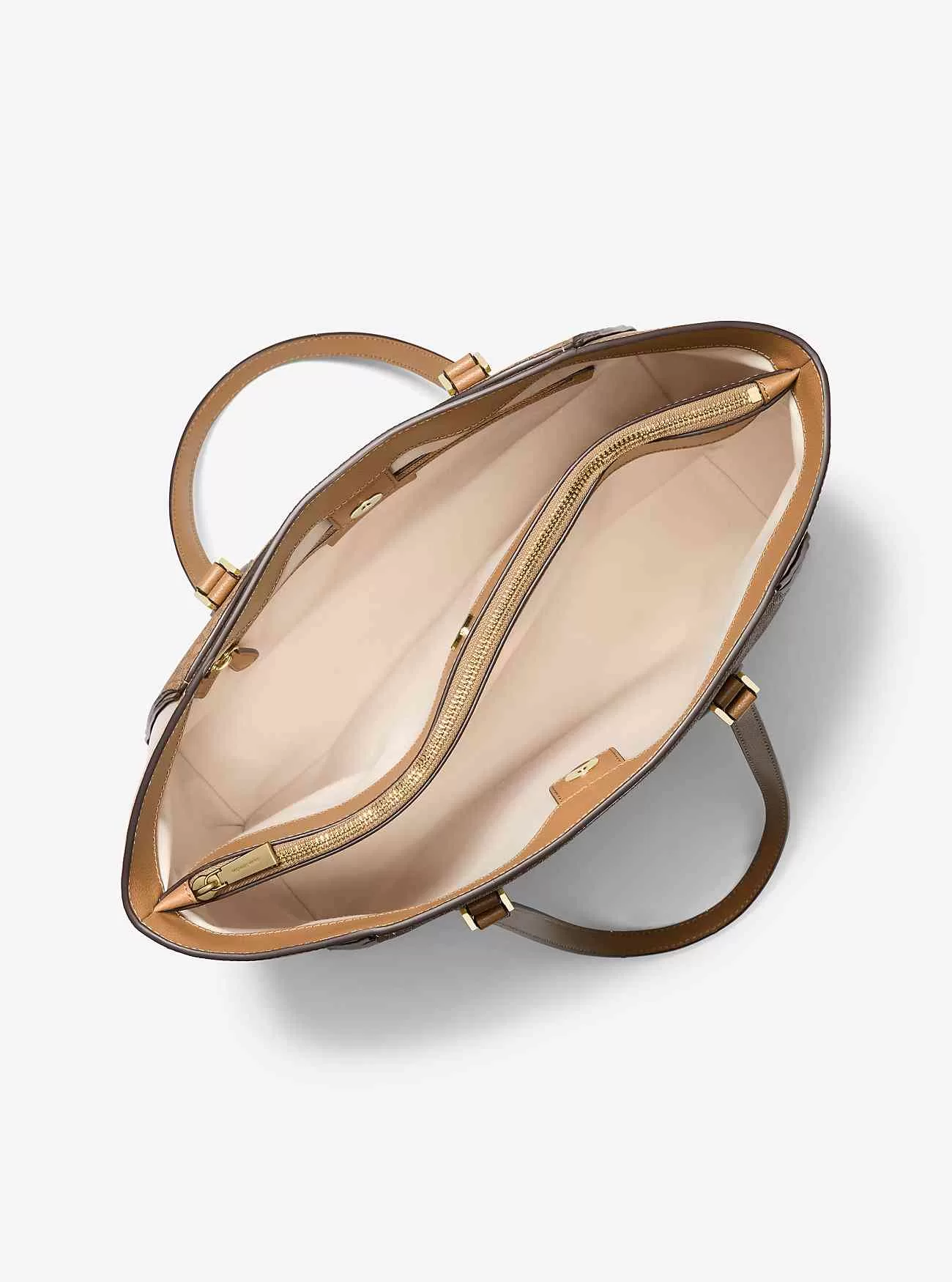 Große Taryn-Tragetasche aus Leder mit charakteristischem Logo