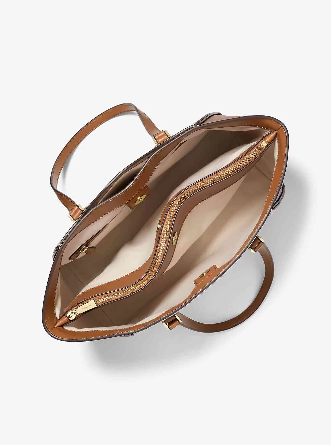 Große Taryn-Tragetasche aus Leder mit charakteristischem Logo