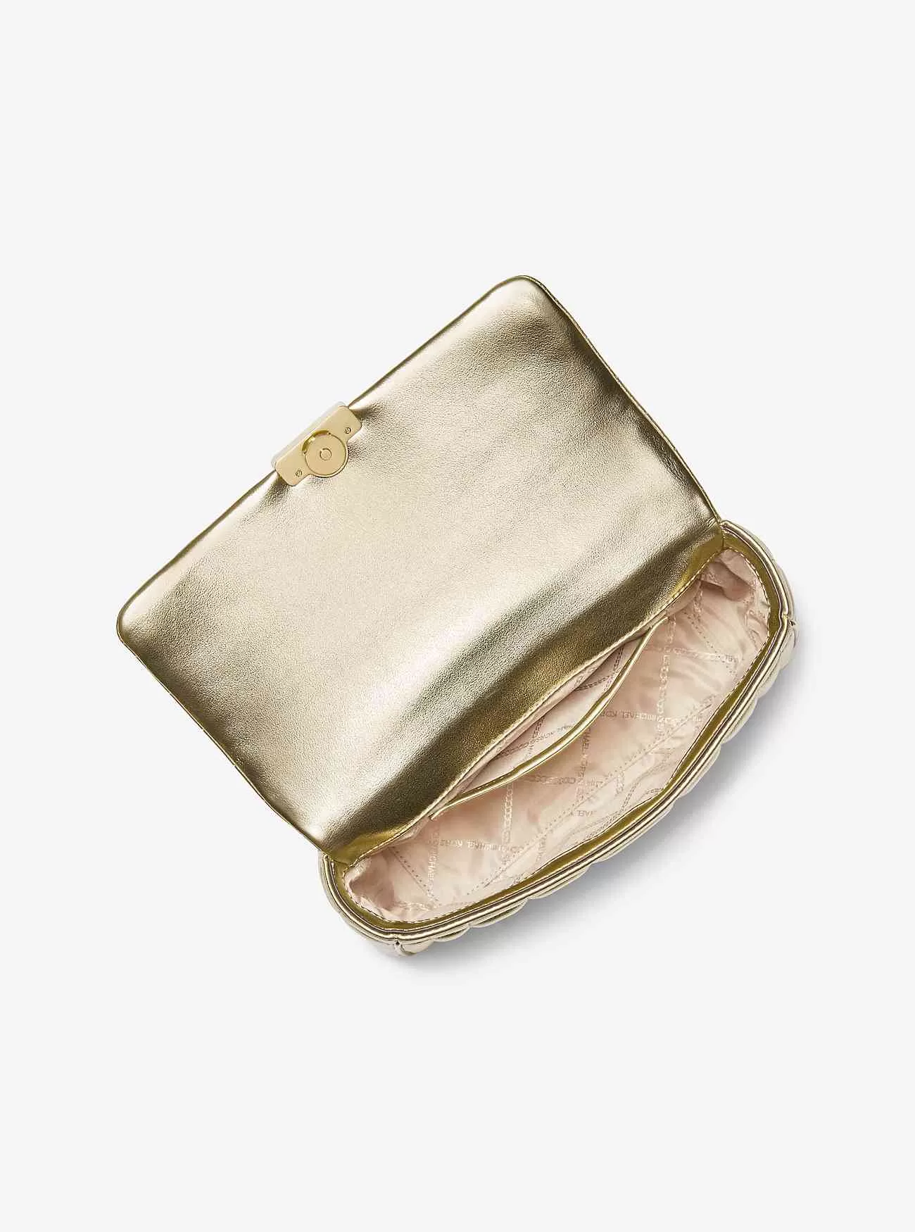 Große Tribeca-Umhängetasche aus gestepptem Metallic-Leder