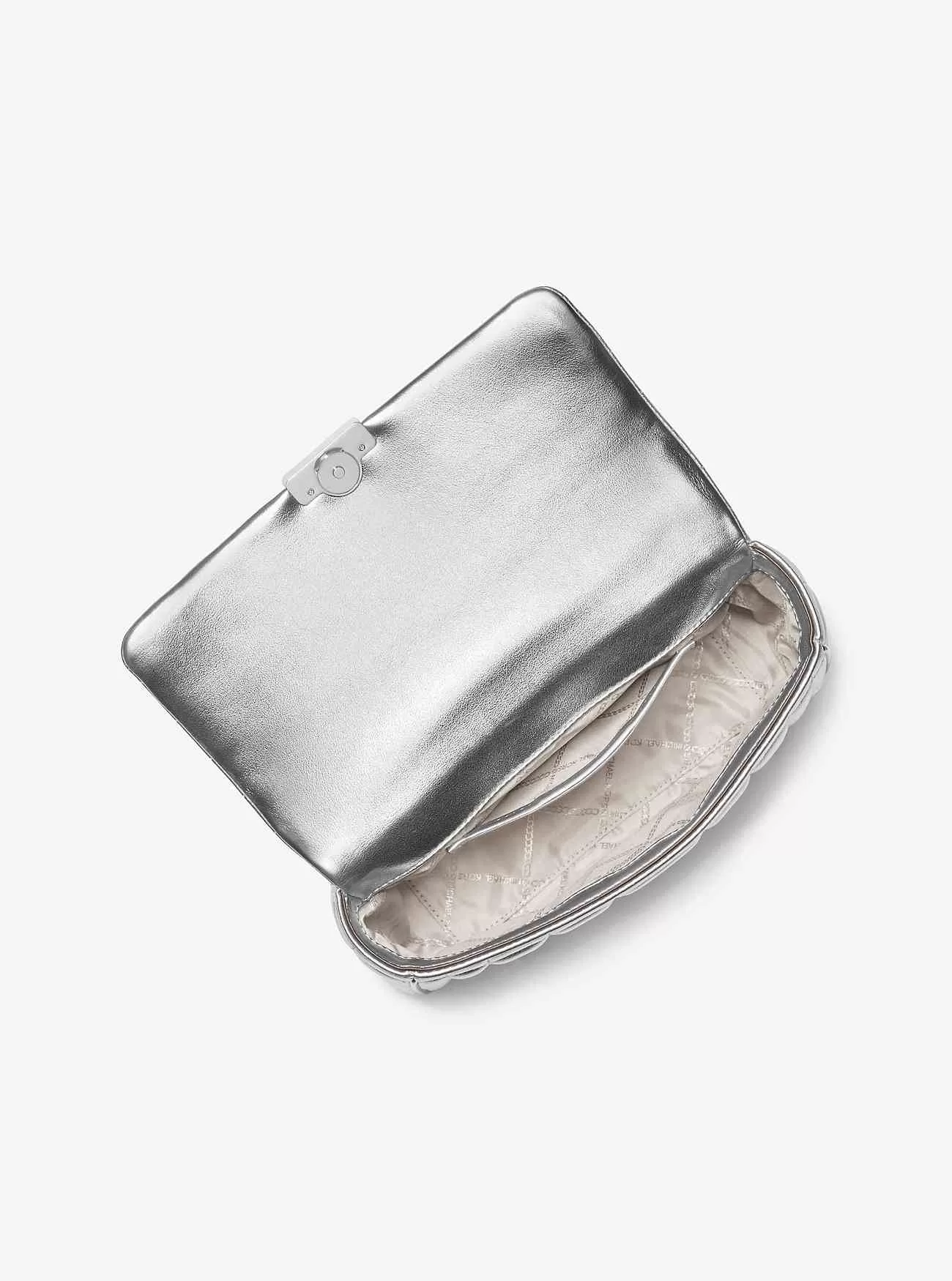 Große Tribeca-Umhängetasche aus gestepptem Metallic-Leder