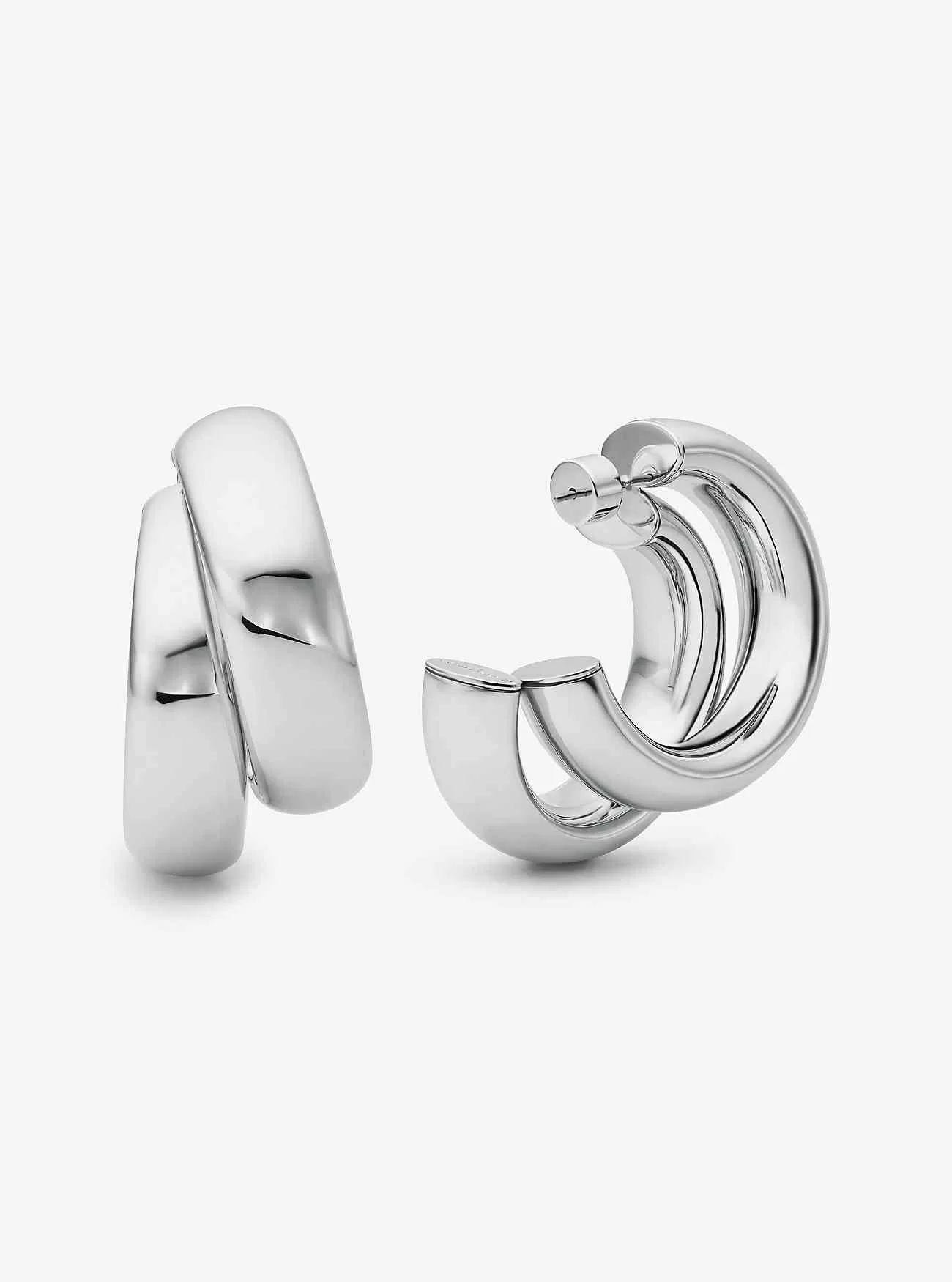 Große, edelmetallbeschichtete Messing-Doppelcreolen