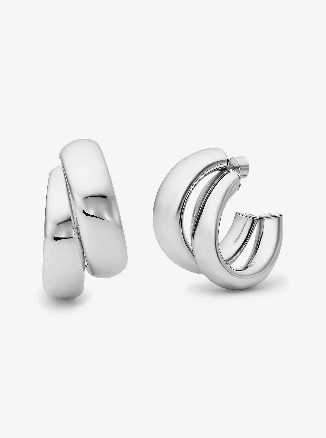 Große, edelmetallbeschichtete Messing-Doppelcreolen