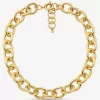 Große, mit Edelmetall beschichtete Messing-Kettenglieder-Halskette