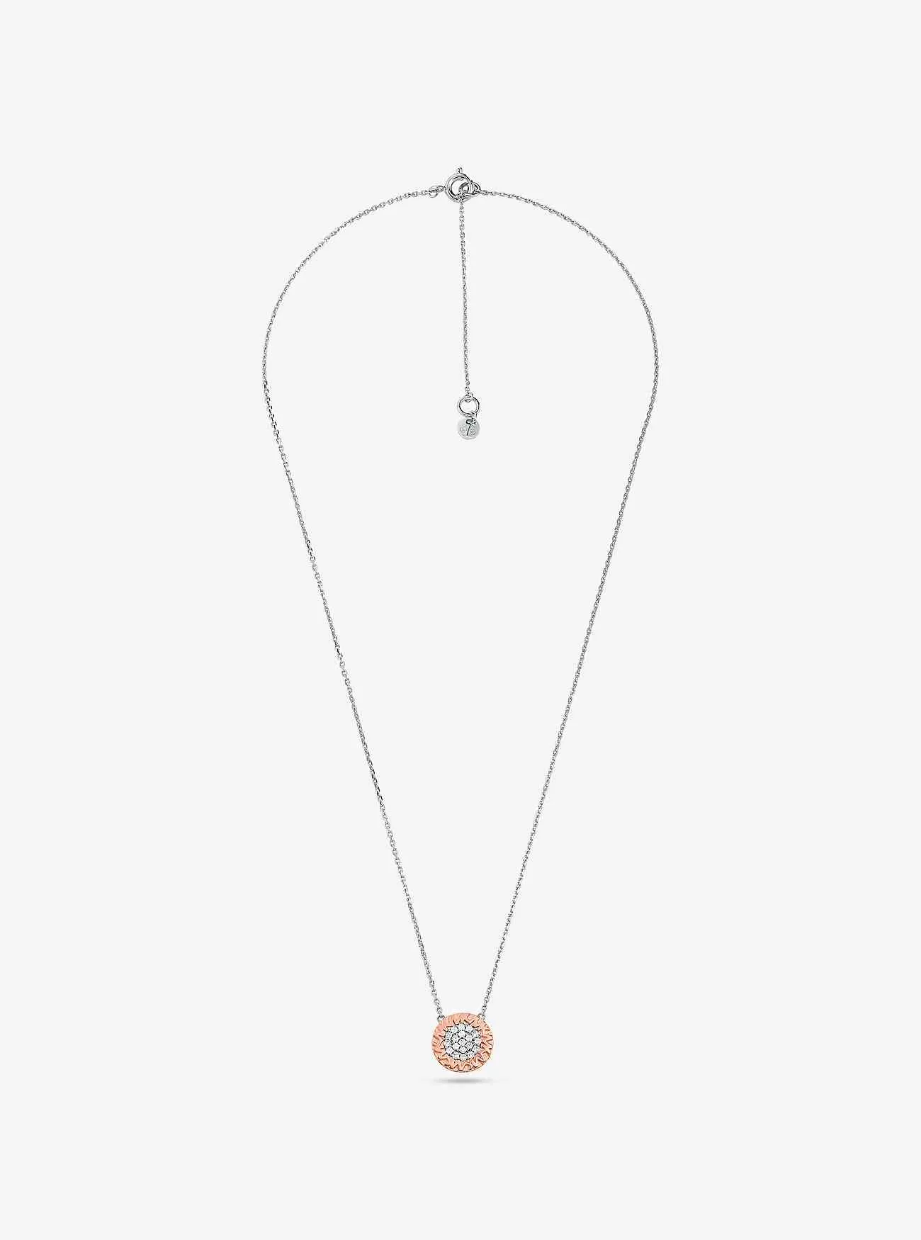 Halskette mit Logo-Pavé-Anhänger aus Sterlingsilber mit Edelmetallbeschichtung