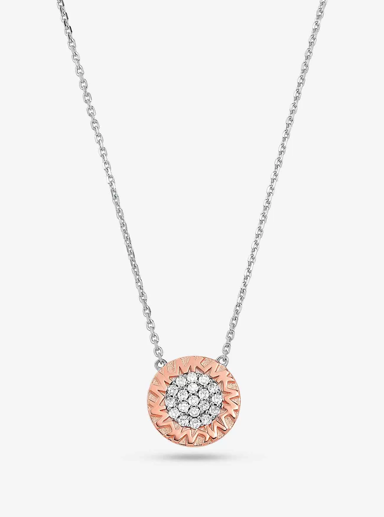 Halskette mit Logo-Pavé-Anhänger aus Sterlingsilber mit Edelmetallbeschichtung