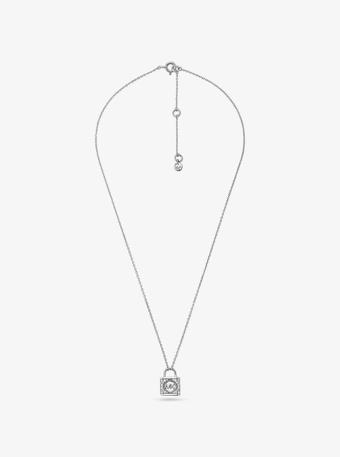 Halskette mit Pavé-Schloss aus Sterlingsilber mit Edelmetallbeschichtung