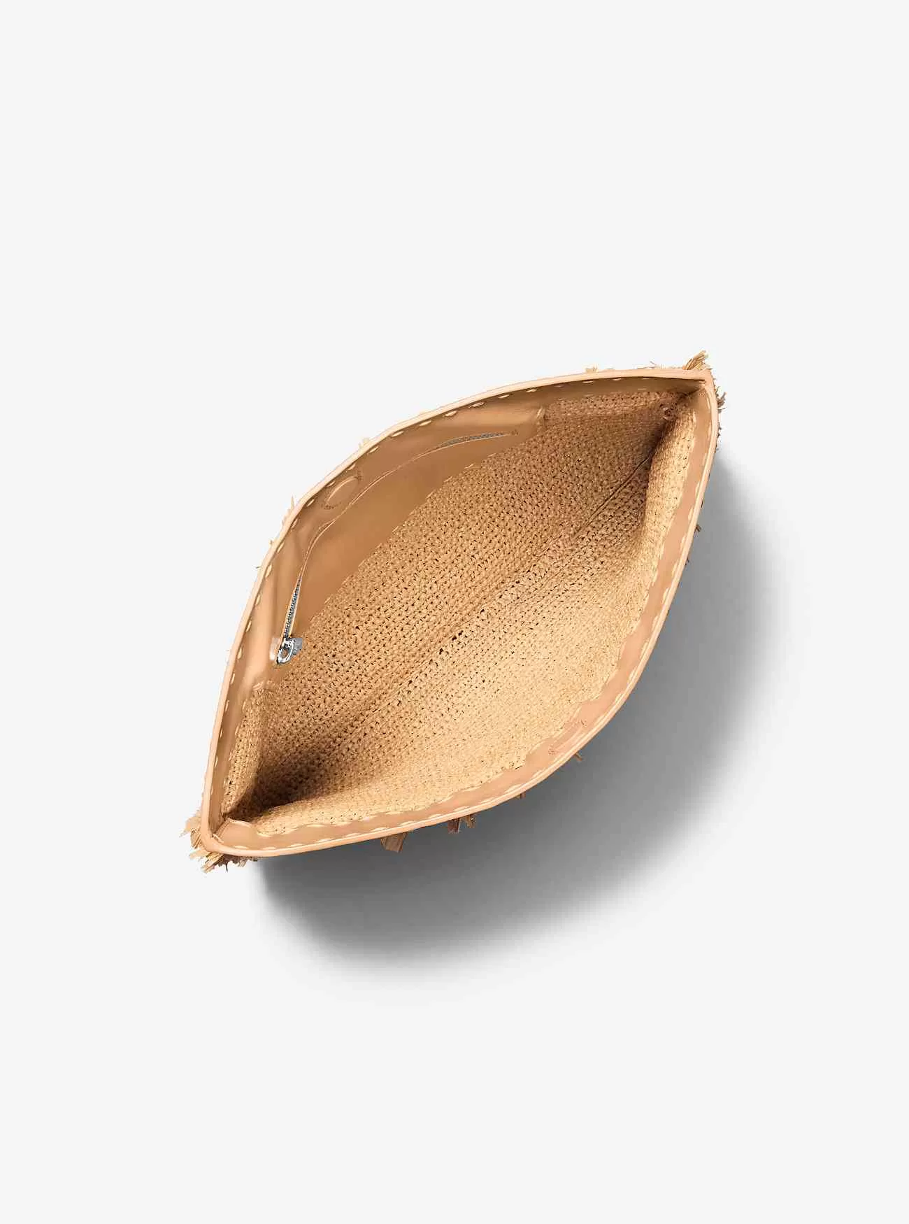 Handgenähte Sorrento-Clutch mit Fransen und Lederumschlag