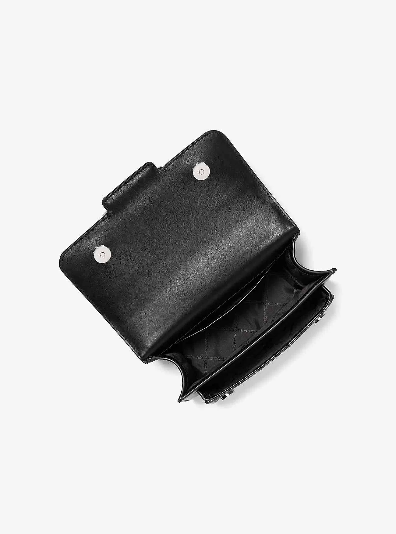 Heather – Große metallische Empire-Signatur-Logo-Umhängetasche