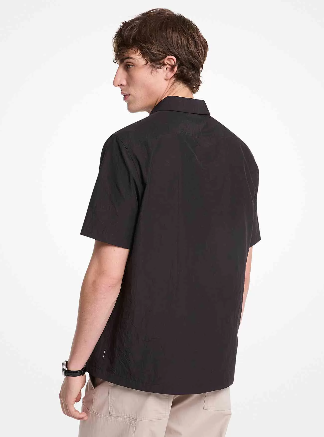 Hemd aus zerknitterter Baumwollmischung mit halbem Reißverschluss