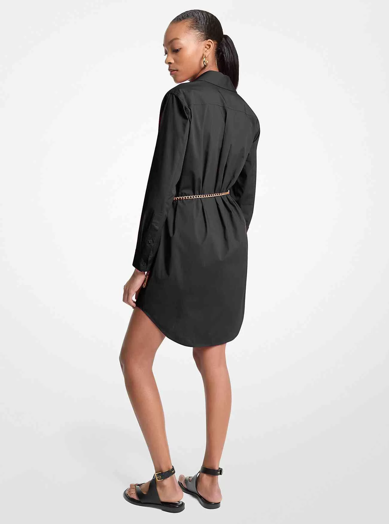 Hemdblusenkleid aus Stretch-Baumwolle mit Gürtel