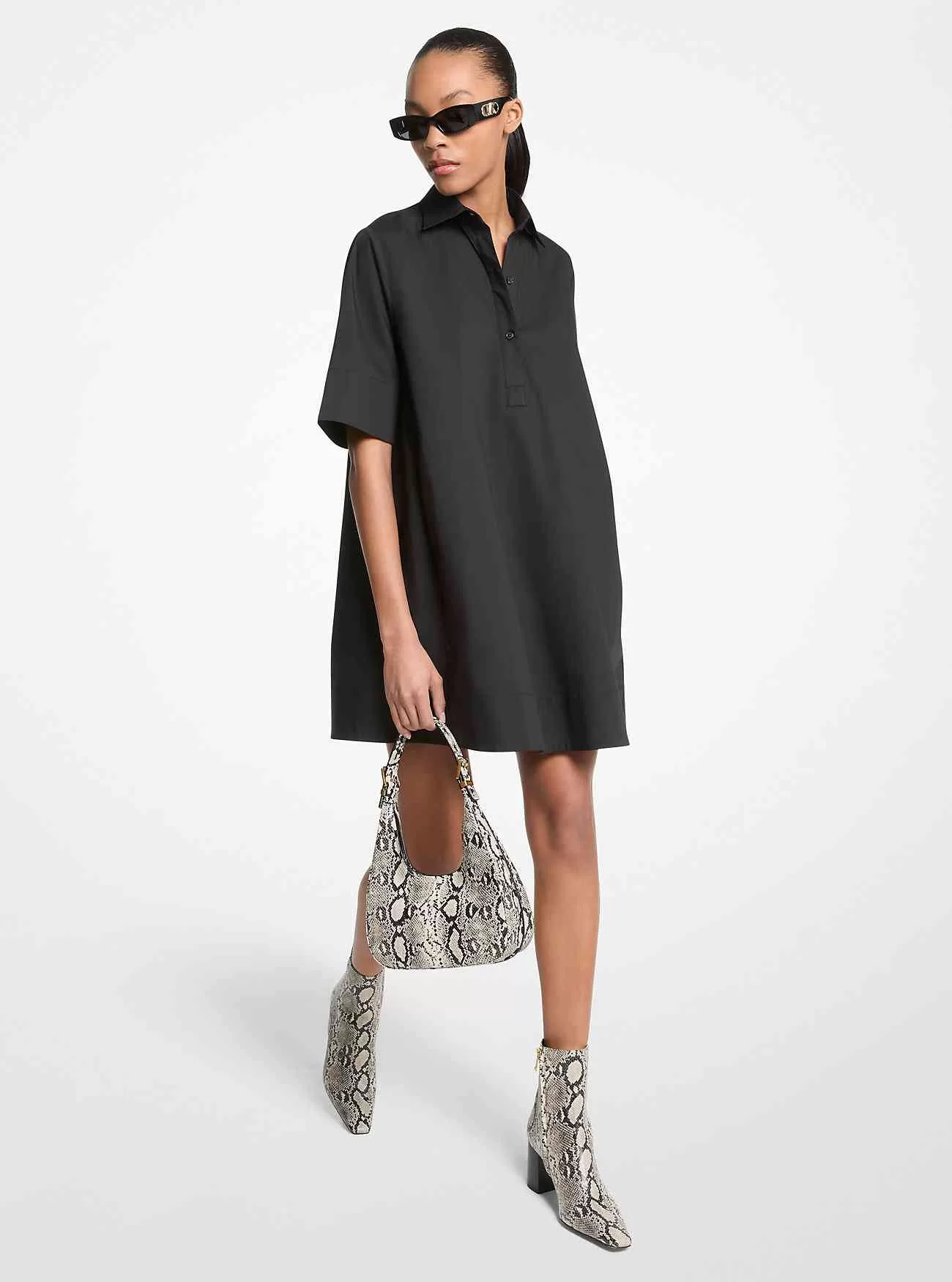 Hemdblusenkleid aus Stretch-Baumwollpopeline