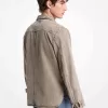 Hemdjacke aus gewaschenem Denim mit abgerundetem Saum