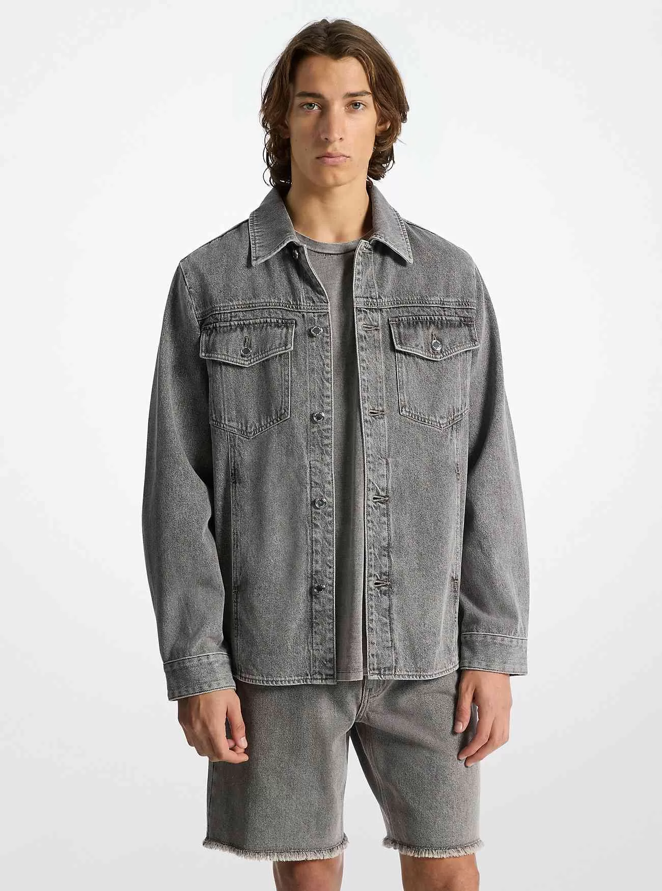Hemdjacke aus gewaschenem Denim