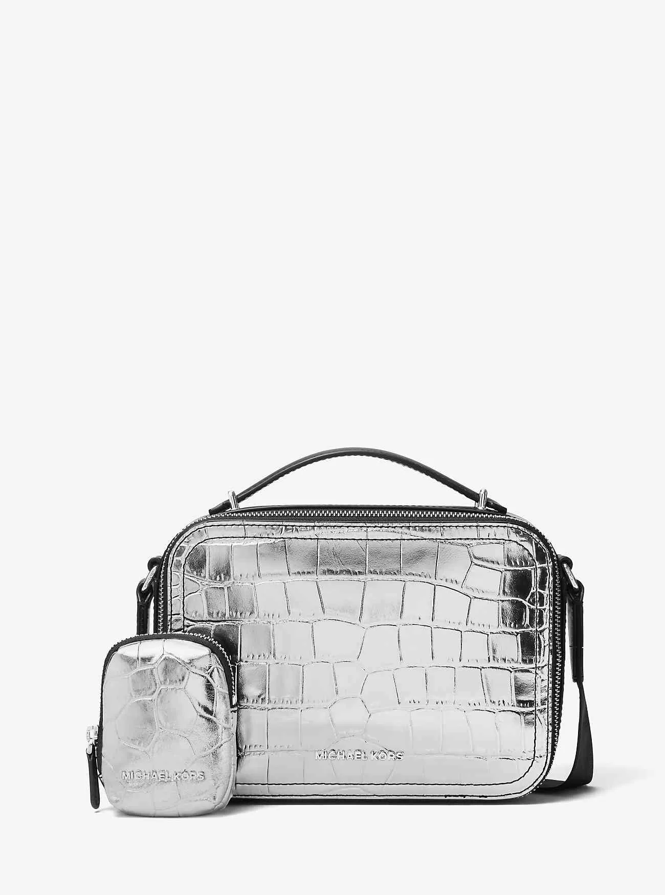 Hudson Umhängetasche aus Metallic-Leder mit Krokodilprägung