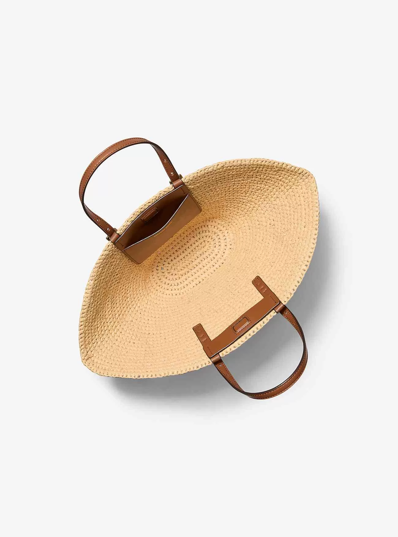 Isa Kleine handgehäkelte Stroh-Einkaufstasche