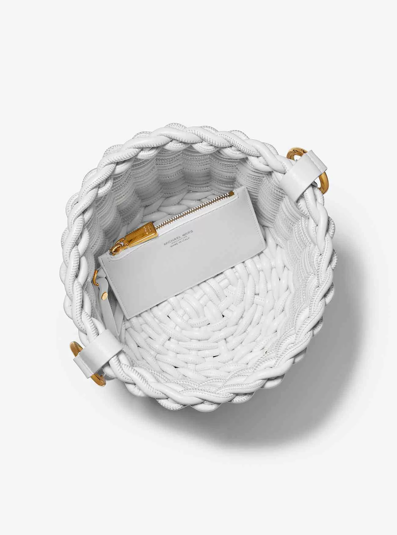 Julie Große Beuteltasche aus gewebtem Leder