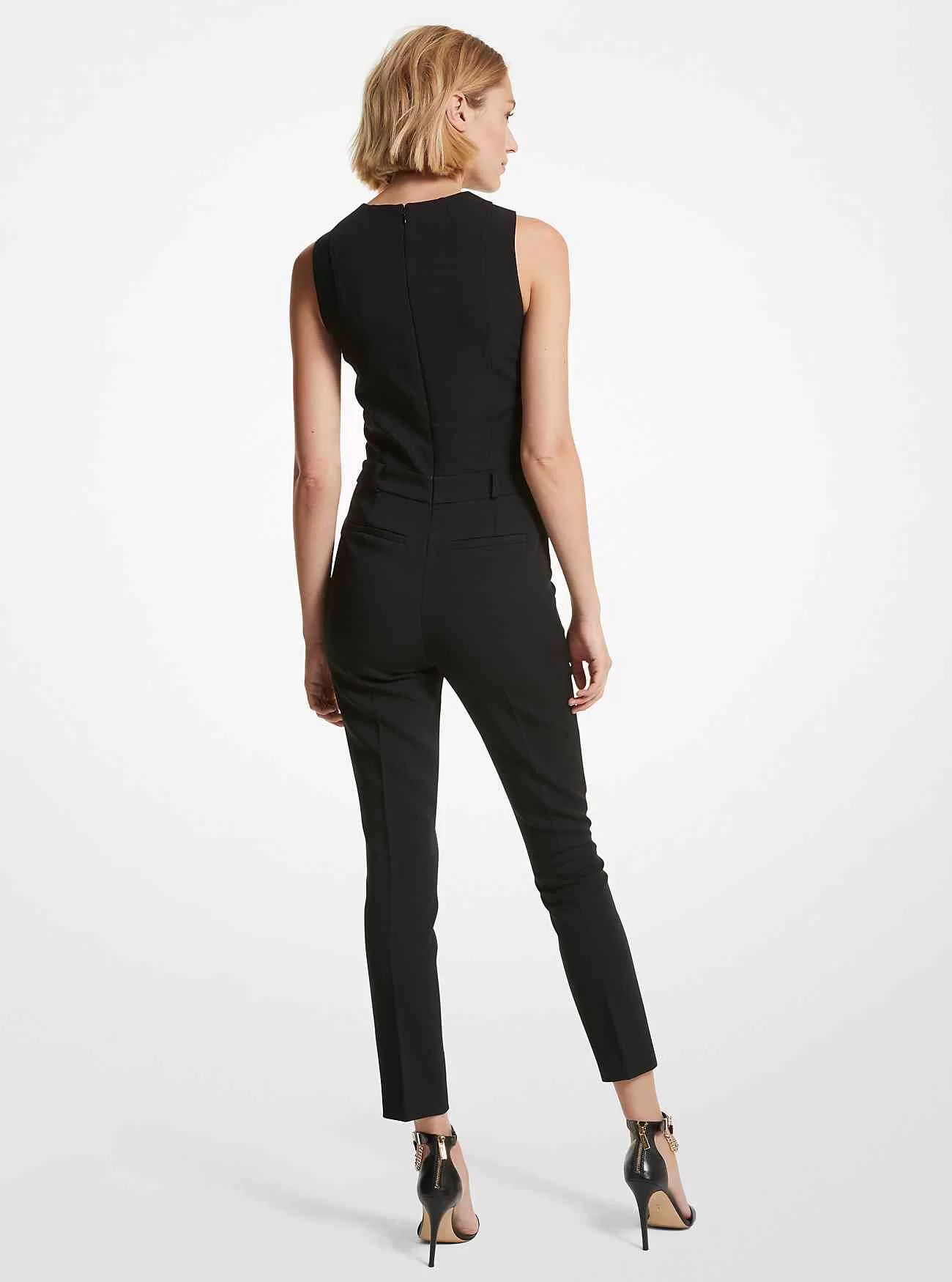 Jumpsuit aus Stretch-Crêpe mit Ausschnitten