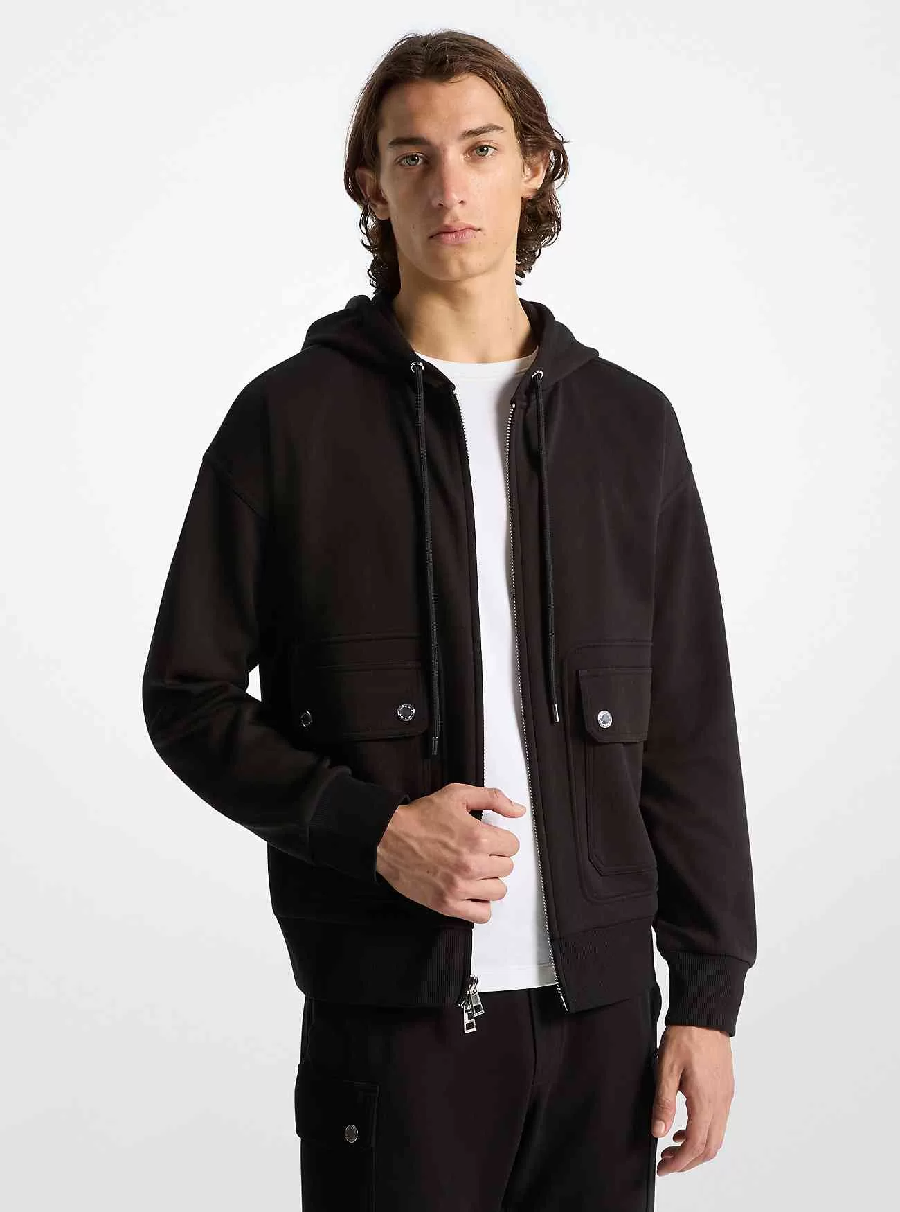 Kapuzenpullover aus Baumwollmischung mit Reißverschluss