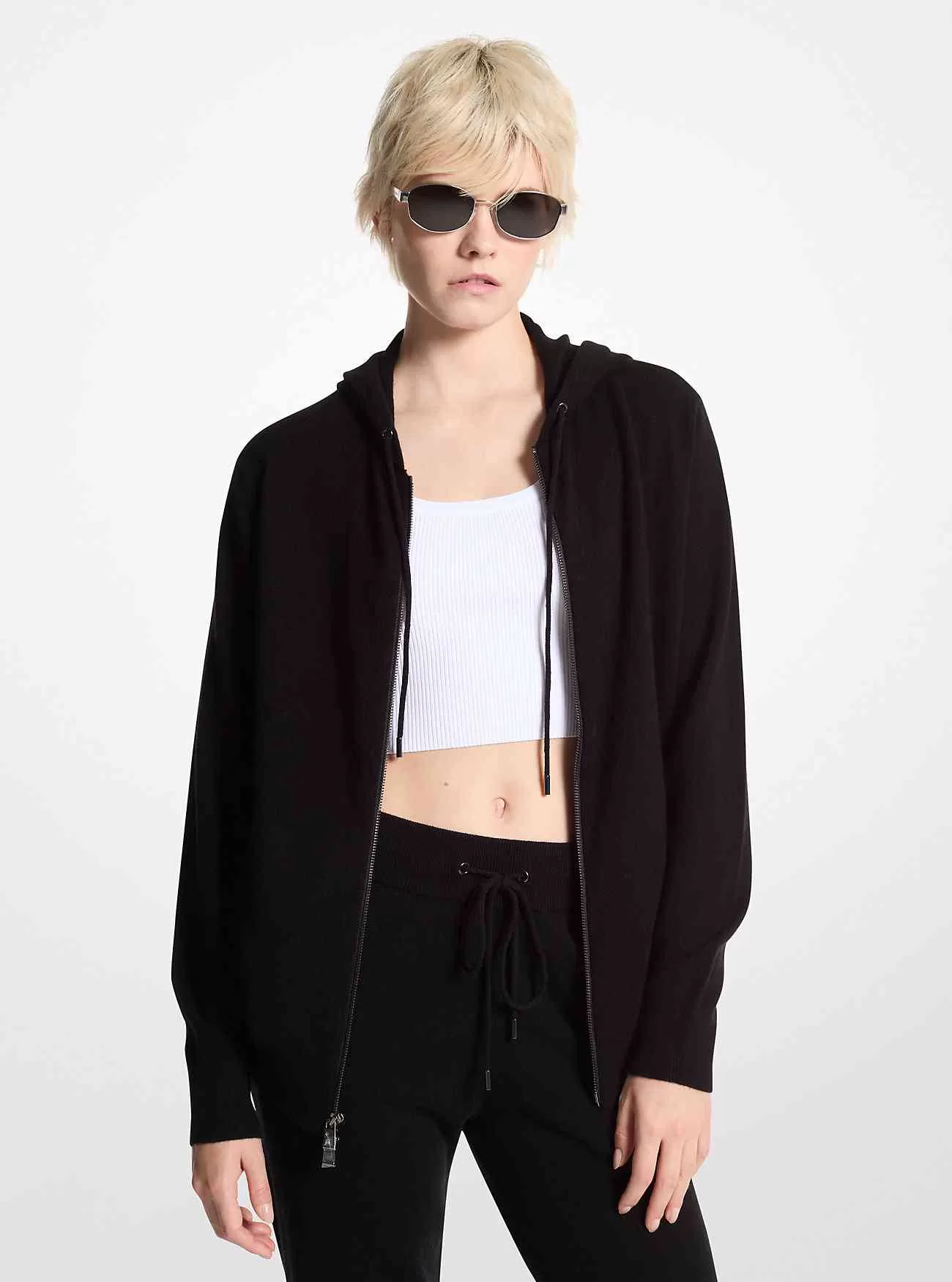 Kapuzenpullover aus Woll- und Kaschmirmischung mit Reißverschluss