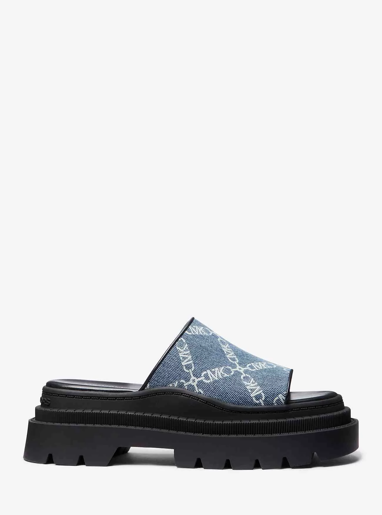 Kendra Empire Diamond Jacquard Denim Slide Sandale