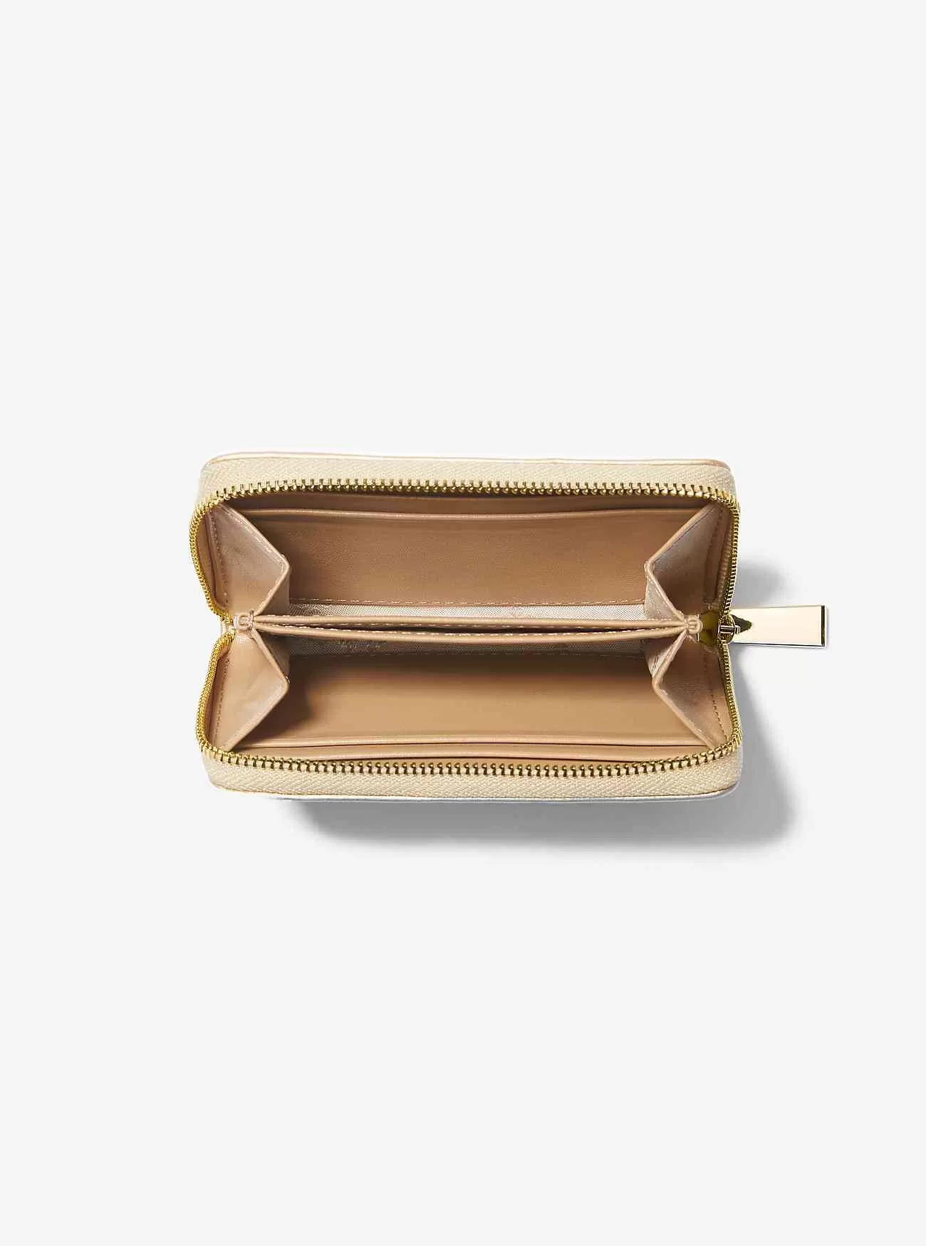 Kleine Geldbörse aus gestepptem Leder in Metallic-Optik